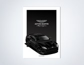 Aston Martin Superleggera Zwart op Poster - 50 x 70cm - Auto Poster Kinderkamer / Slaapkamer / Kantoor