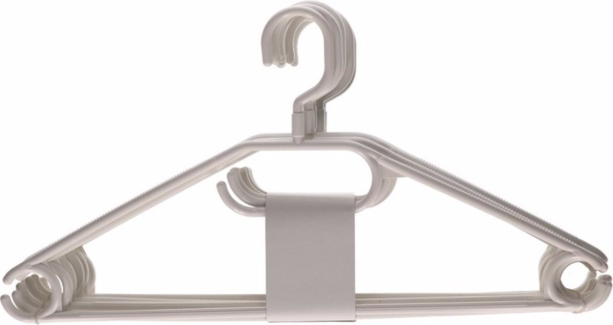 Kledinghangers - 50x stuks - kunststof - wit - kleerhangers