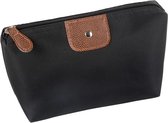 Trousse de toilette / maquillage / rangement multifonction noir 17 cm pour homme / femme avec détail en simili cuir - Trousses de toilette / trousse de maquillage - Bagage à main