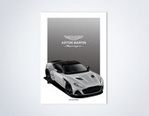 Aston Martin Superleggera Grijs op Poster - 50 x 70cm - Auto Poster Kinderkamer / Slaapkamer / Kantoor