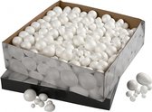 Piepschuim balletjes mix 1100 stuks - Hobby knutsel materiaal - Piepschuim eieren of sneeuw