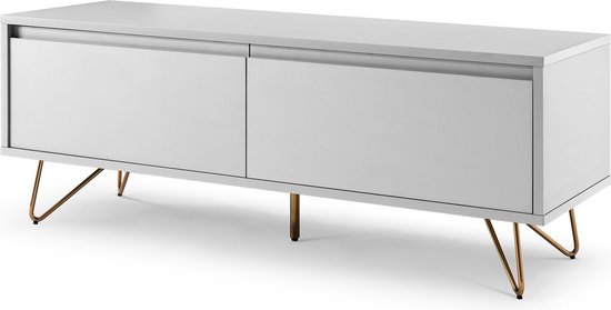 TV-meubel Lucy Wit - MDF - Breedte 120 cm - Hoogte 45 cm - Diepte 40 cm - Met lades - Met planken - Zonder deuren
