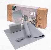 Bol.com Myga Yoga Starterset Grijs | Yoga mat extra dik - Yoga blok - Yoga riem | Yoga Set | Fitness Pilates aanbieding