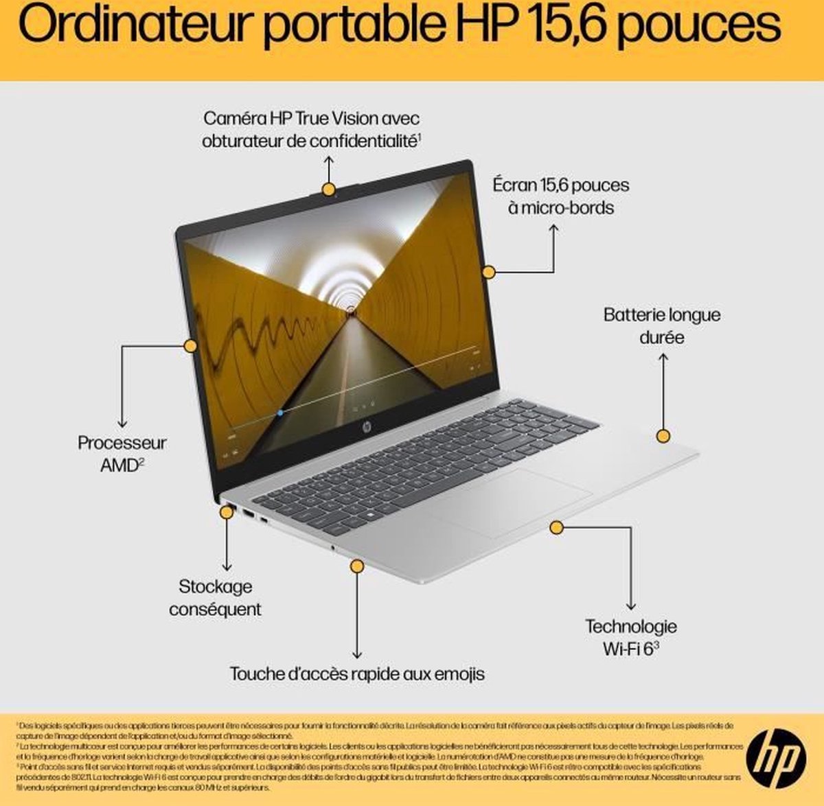 Ordinateur portable 15,6 HP FC0026NK (Ryzen 5 / 8Go Ram / 512Go SSD) -  Gris bleu   - Shopping et Courses en ligne, livrés à domicile  ou au bureau, 7j/7 à la Réunion