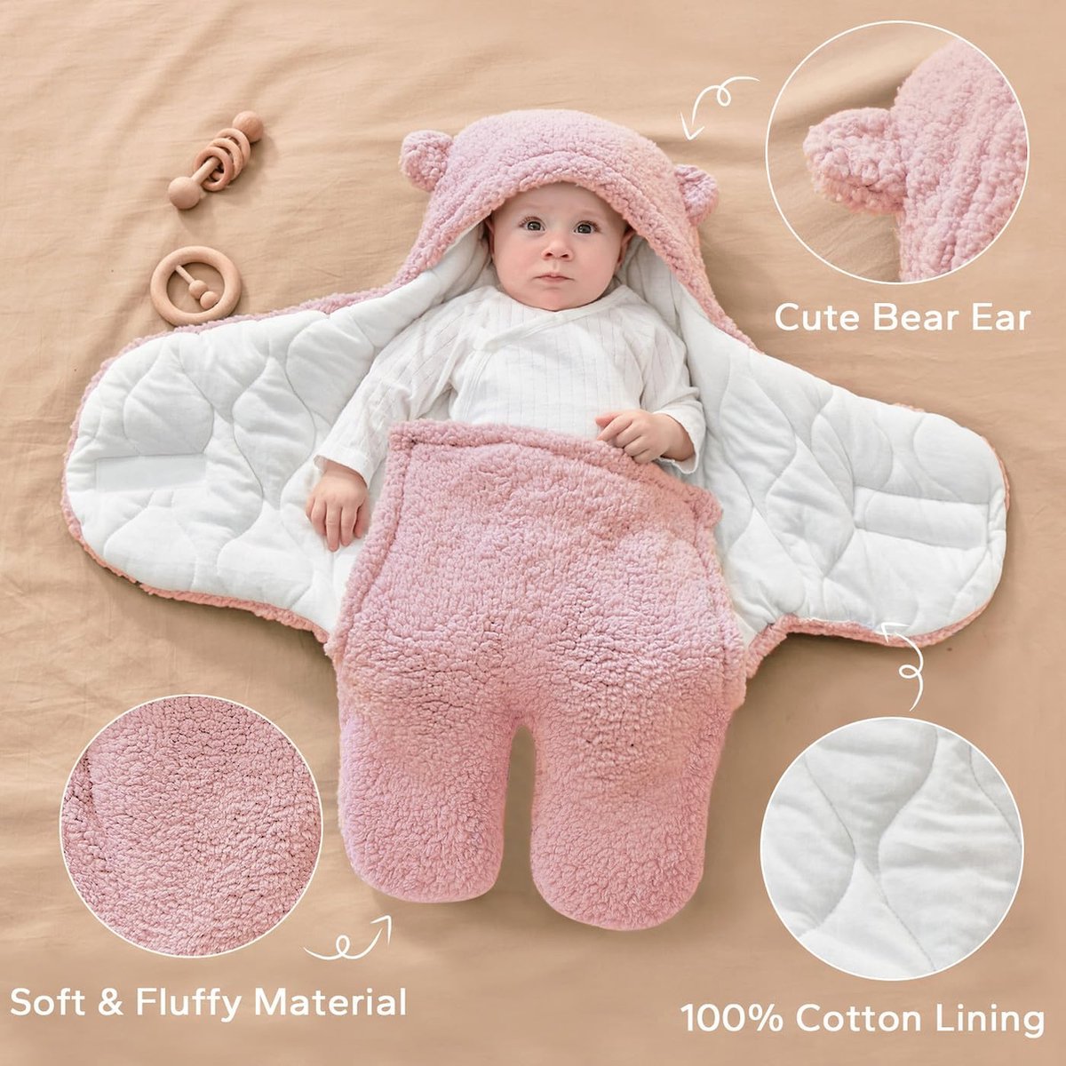 Bébé emmaillotage Couverture Poussette Wrap, douce Épaisse Polaire  Couverture Chaude