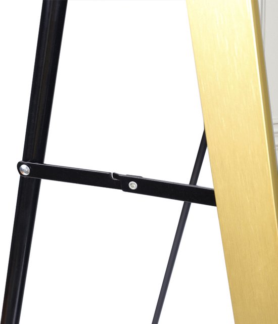 SensaHome Miroir pleine longueur – Miroir 2 en 1 – Miroir sur pied – Miroir suspendu – Grand miroir mural – Cadre en aluminium brossé – Verre de sécurité – Design industriel et moderne – 160 x 50 cm – Goud