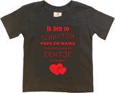 Shirt Aankondiging zwangerschap Ik ben zo schattig papa en mama besloten er nog zo eentje te "maken" | korte mouw | zwart/rood | maat 122/128 zwangerschap aankondiging bekendmaking