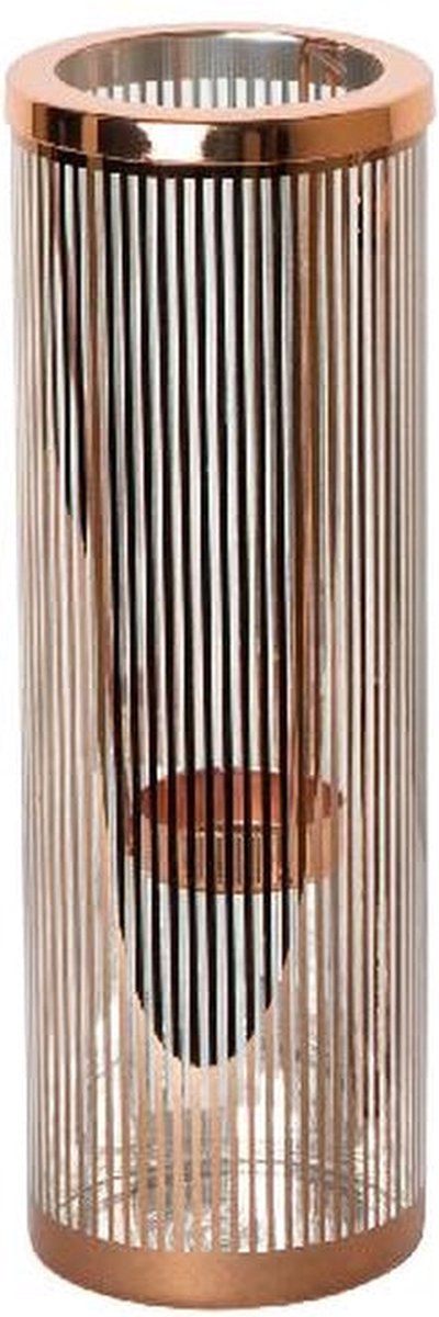 PTMD Windlicht Ella - 8x8x24 cm - Glas - Koper