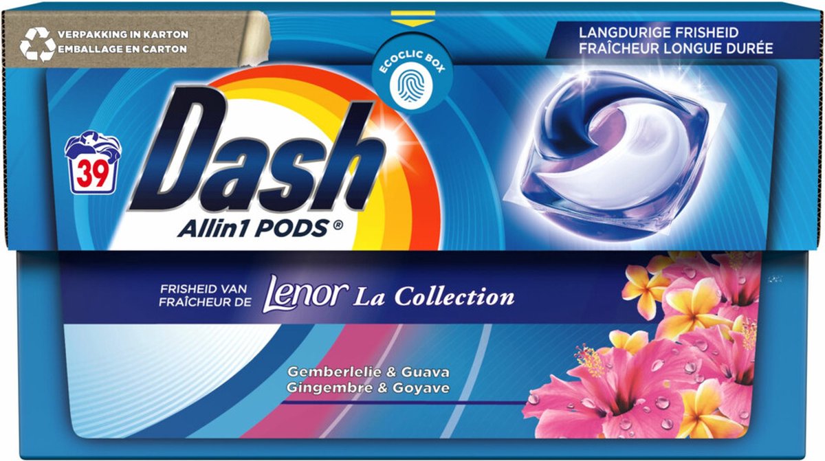 Dash All in 1 Pods - Gemberlelies en Guave - Waspods - 4 x 39 Wasbeurten Voordeelverpakking