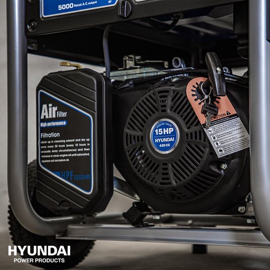 HYUNDAI generator benzine 5500W – Verrijdbare aggregaat – Stroomgenerator met elektrische start - Hyundai