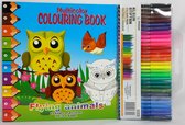 Kleurboek 29 x 29 cm - Flying Animals - Kleuren op nummer - 24 pagina's - Voordeel Set 1 x kleurboek plus GRATIS 30 viltstiften. Cadeau Tip!