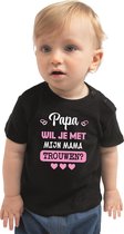 Bellatio Decorations huwelijksaanzoek baby t-shirt - Papa/Mama - zwart - bruiloft/trouwen 62