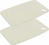 Excellent Houseware Snijplank - 2x - creme wit - Kunststof - 24 x 15 cm - voor keuken/voedsel