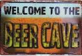 Metalen wandbord Welcome to the Beer cave Bier - 20 x 30 cm