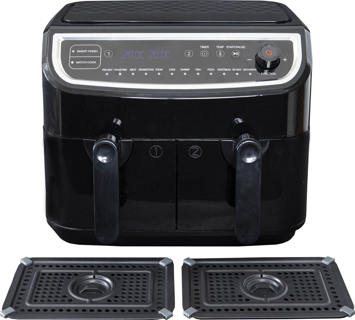 Afbeelding 3 van Gastronoma Dubbele Heteluchtfriteuse XL - 9L - 2 manden - 2400W Airfryer - 18290003 - Zwart