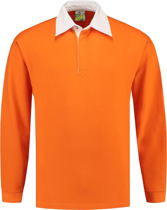 L&S Rugby Shirt voor heren in de kleur Oranje maat XXL
