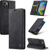 Casemania Hoesje Geschikt voor Apple iPhone 15 Charcoal Gray - Portemonnee Book Case