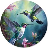 Graphic Message - Muurcirkel Kolibries - Vogels Wandcirkel - Groen - Wanddecoratie