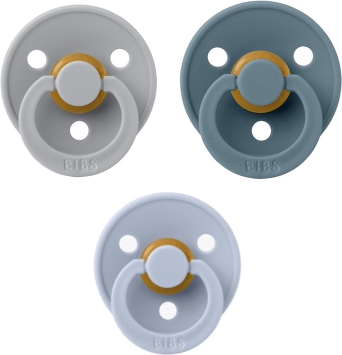 Goedkoopste Bibs fopspenen 0-6 maand set 3 stuks Cloud, Petrol,en Dusty Blue Maat 1