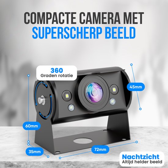 Strex Achteruitrijcamera Set Bedraad Met 2 Camera's (tegelijk bekijken) - HD 1080P - 7" Scherm - 18LED Nachtzicht 15m - IP69 Waterdicht - Achteruitrij Camera van Merkloos — afbeelding 5
