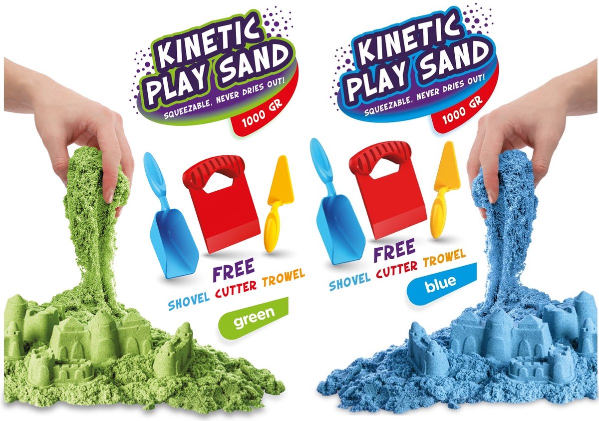 PLAY IT Kinetisch Zand 2 KG - Groen & Blauw - Speelzand