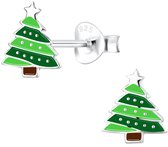 Joy|S - Zilveren kerst oorbellen - kerstboom met ster