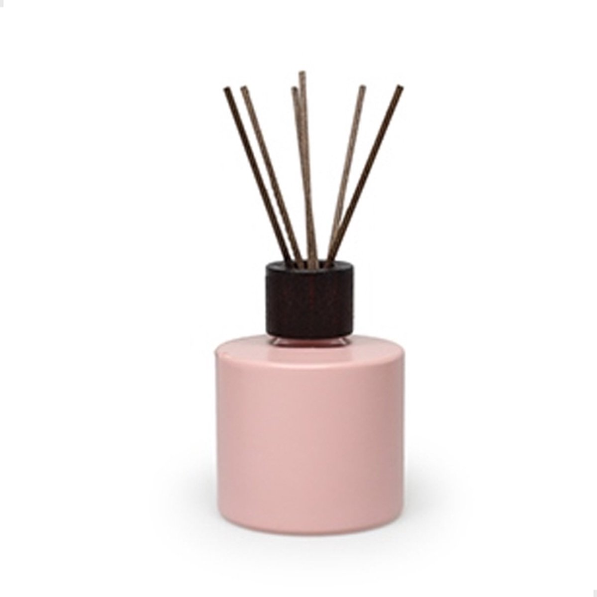 Vanhalst – Ronde fles voor geurstokjes - ONGEVULD - MAGNOLIA - 200ml – met donkere houten dop en 6 houten geurstokjes - Ook beschikbaar in kleiner formaat - Om zelf te vullen met huisparfum