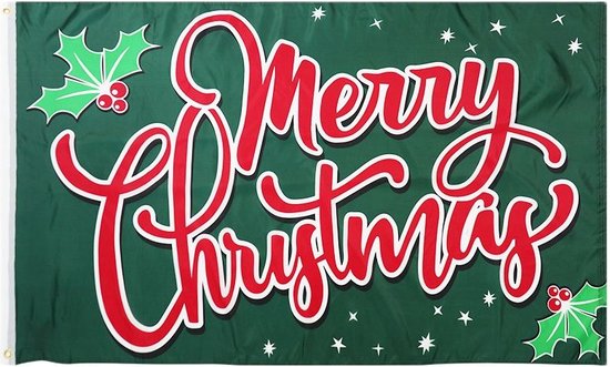 Weihnachtsflagge 'Merry Christmas' Rot, 150x90 Cm – Wetterfest, Beidseitig Bedruckt, Mit Messingösen