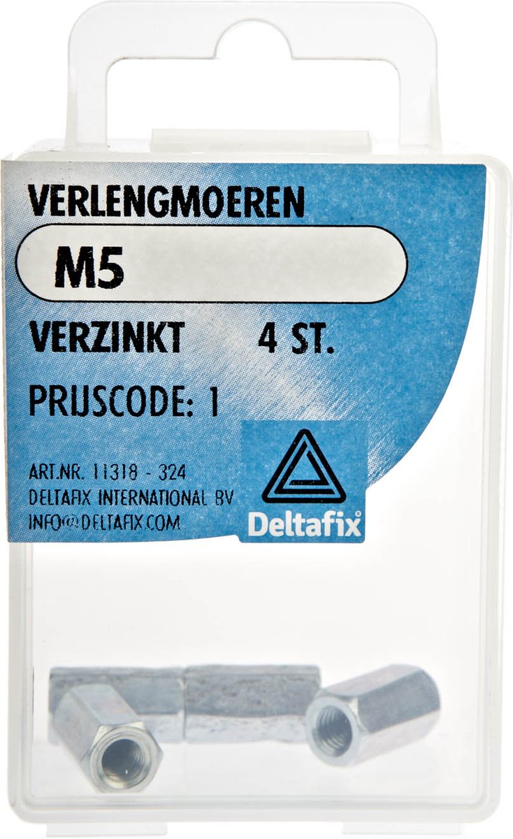 Deltafix verlengmoer verzinkt m5 din 6334 4 st.