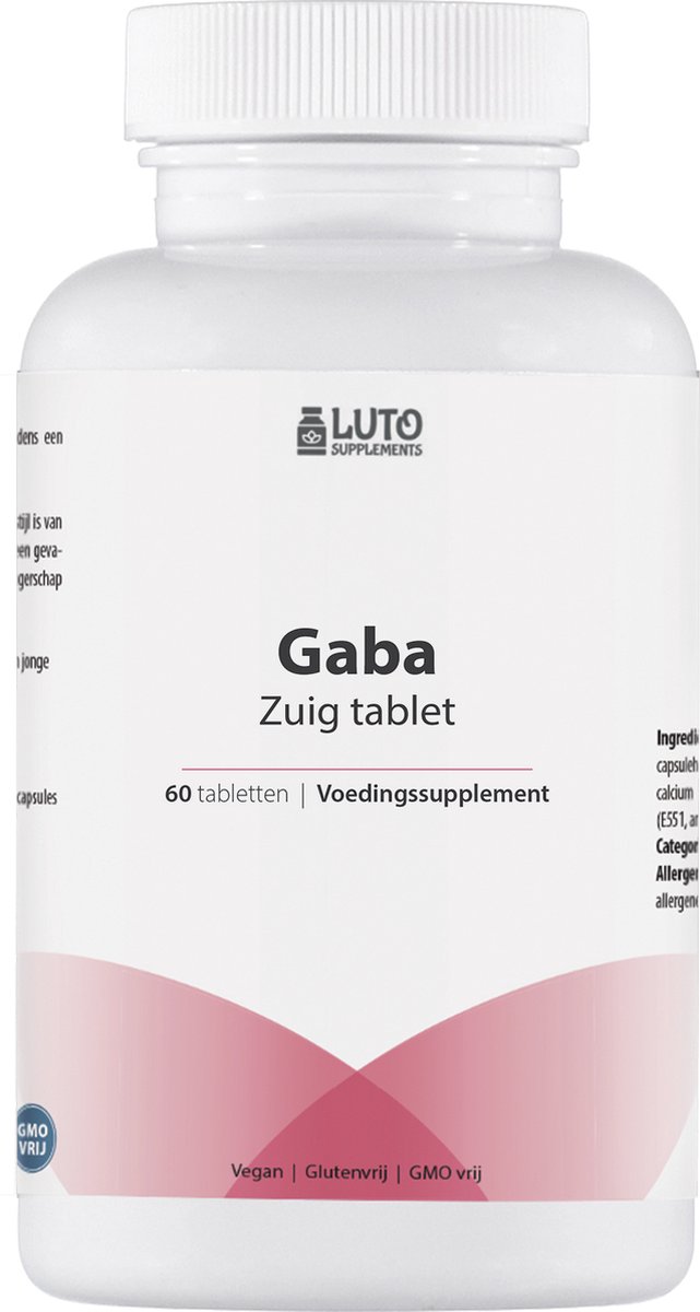 GABA met L-theanine - 700 mg GABA - 60 Zuig tabletten - Natuurlijke rustgever - Actief vitamine B6 (P-5-P) - Vegan - Luto Supplements - LUTO Supplements