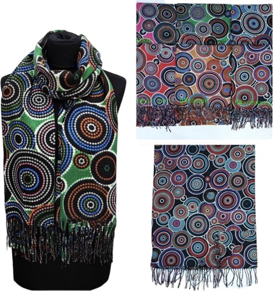 Longue Écharpe Chaude - Imprimé Géométrique - Vert - 200 x 70 cm (23-2#)
