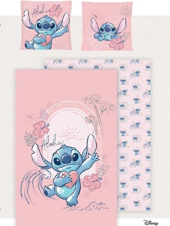 Disney Lilo & Stitch Housse de couette Coeur - Simple - 140 x 200