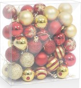 Uten Kerstballen Plastic Set - 50 Kerstballen Kunststof - Ø4cm - Kerstboomversiering - Voor Halloween, Kerst, Verjaardag, Feesten, Bruiloft, Home Garden Versiering Ballen - Goud/Rood
