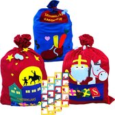 Zak Van Sinterklaas - Geschenkzak - 90 x 60 cm - 3 Stuks - Incl. 60 Naam-stickers