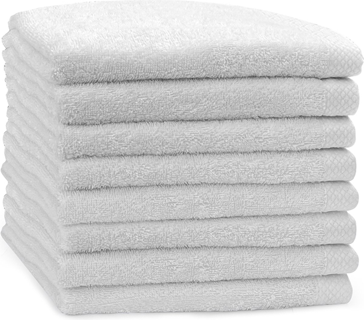 Eleganzzz Handdoeken Set - Set van 8 - Handdoek 50x100cm - 420 gr/m2 - 100% Katoen - white