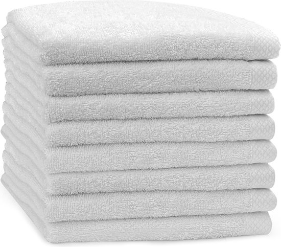 Eleganzzz Handdoek 100% Katoen 50x100cm - white - Set van 8 stuks