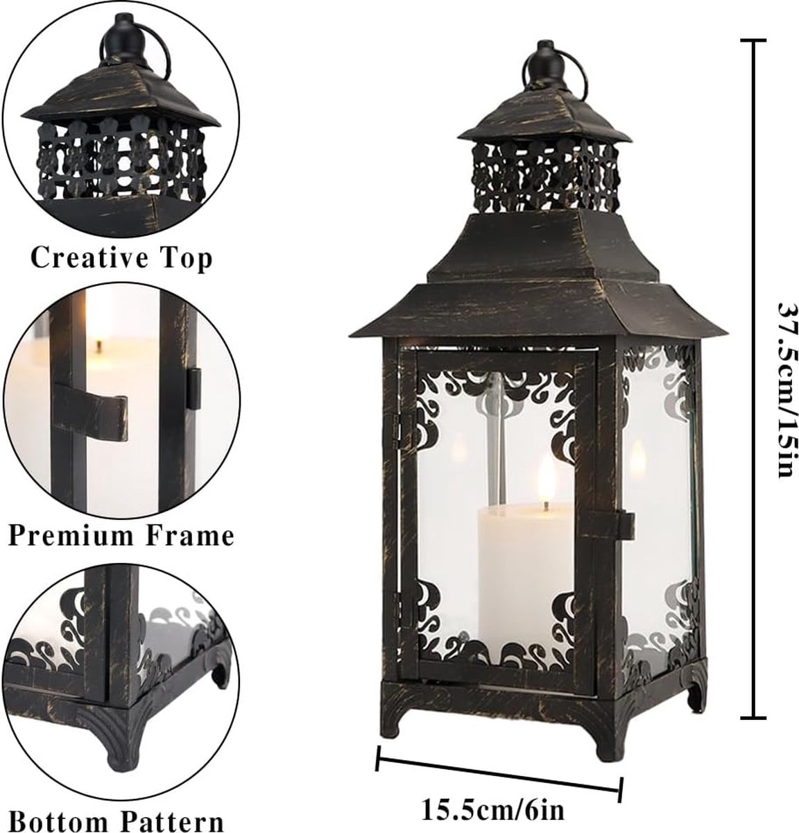 JHY DESIGN Set de 2 lanternes à Bougie décoratives, 25cm de Haut