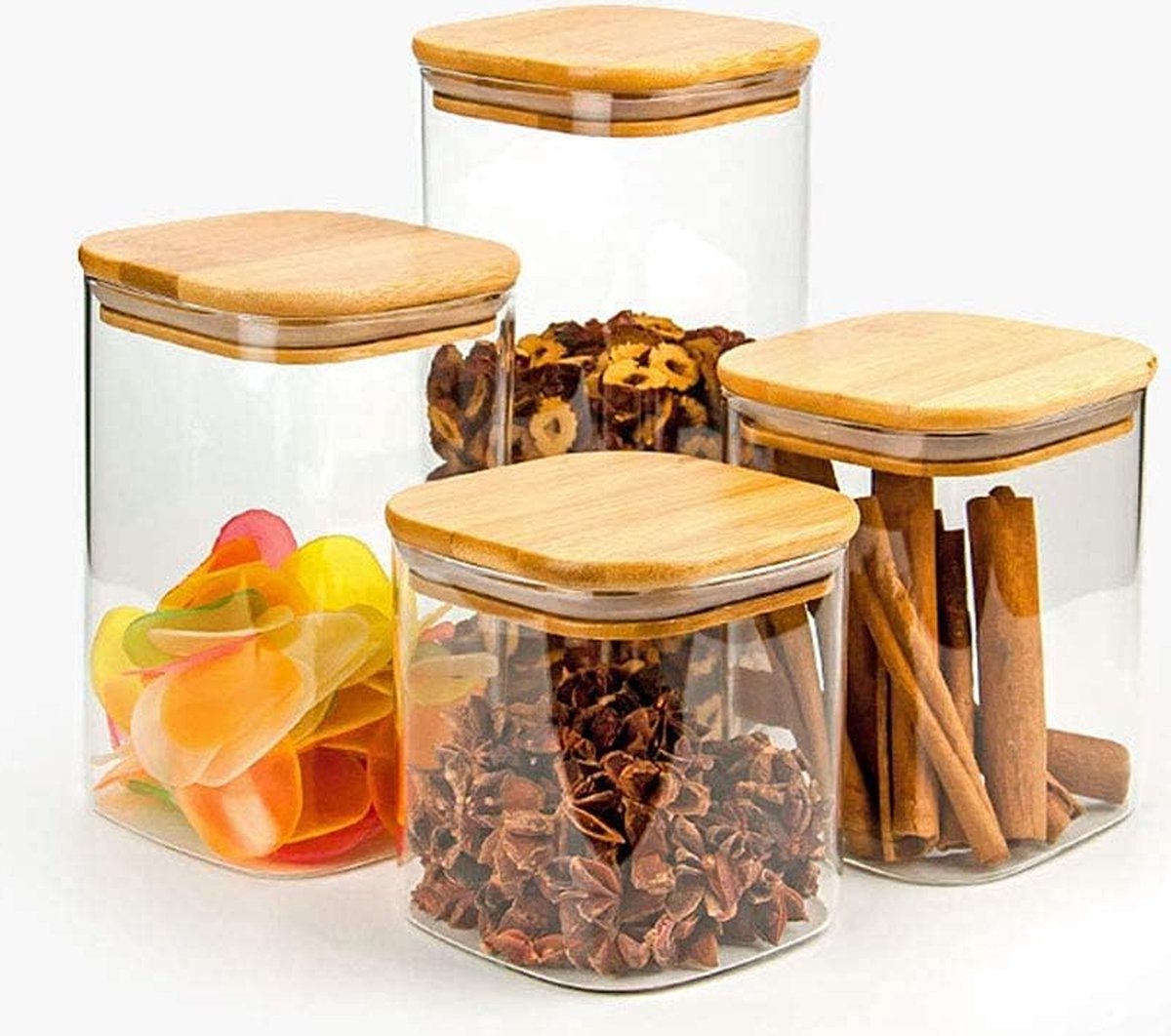 Withosent 8 x 500 ml set glazen voorraadpotten keuken kruiden potten