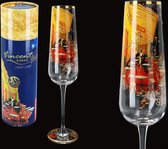 Prachtige champagneglazen gedecoreerd met "Café Terrace at Night" van Vincent Van Gogh, 220 ml