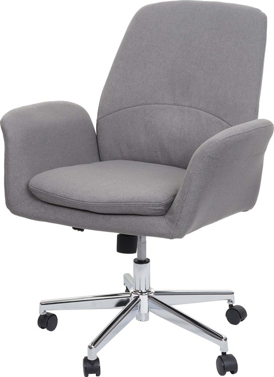 Bureaustoel MCW-K23, bureaustoel draaistoel fauteuil, stof/textiel met armleuningen ~ grijs