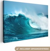 Canvas Schilderij Oceaan - Golf - Blauw - 120x80 cm - Wanddecoratie