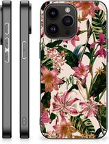Leuk TPU Back Case Geschikt voor iPhone 15 Pro Max Telefoon Hoesje met Zwarte rand Bloemen