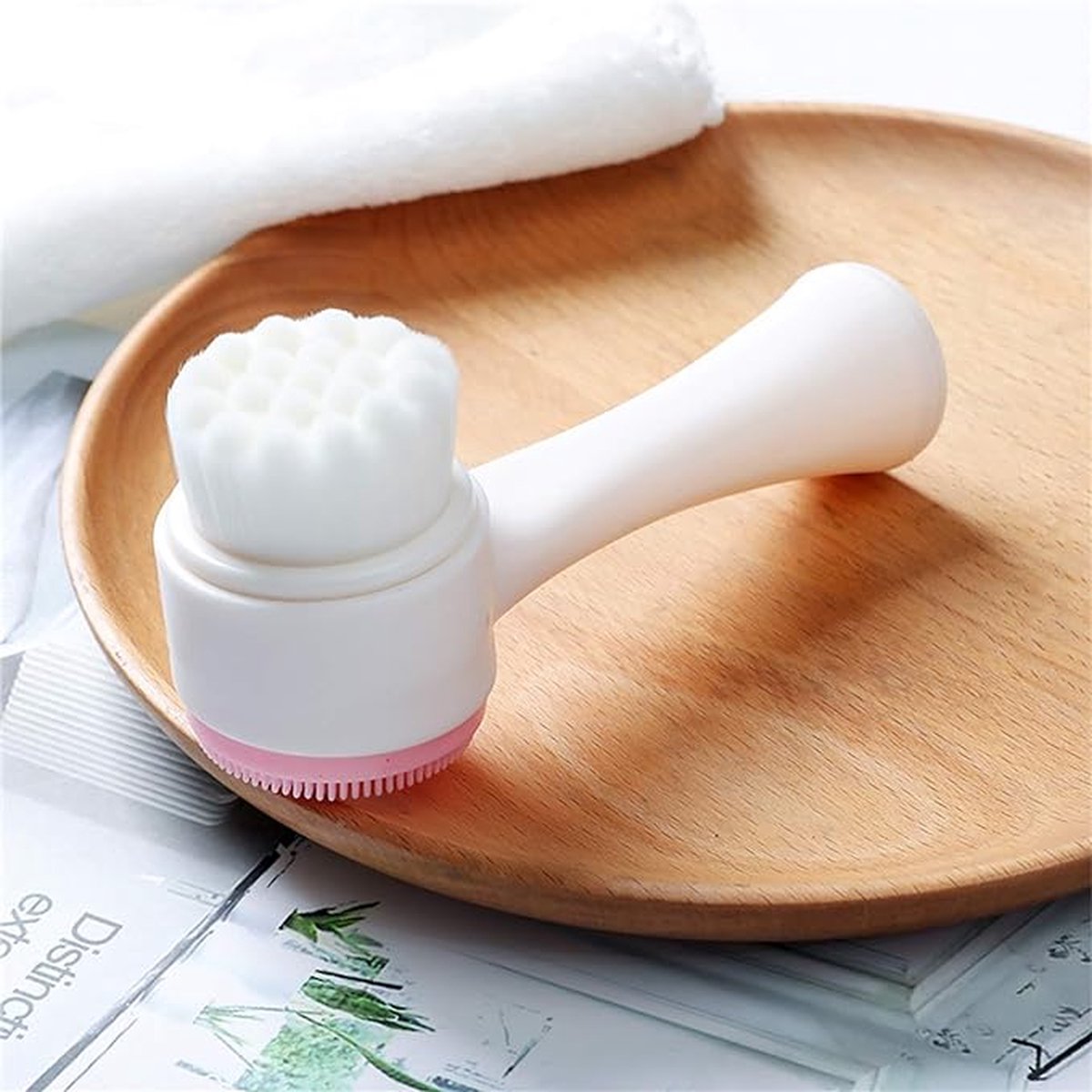 Narimano® Gezichtsreinigingsborstel, 2-in-1 gezichtsborstel, dubbelzijdige peelingborstel, niet-elektrische gezichtsreinigingsborstel, van siliconen voor het wassen, verwijderen van make-up, massage (roze)