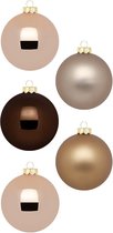 20x stuks glazen kerstballen elegant bruin mix 6 cm glans en mat - Kerstboomversiering/kerstversiering