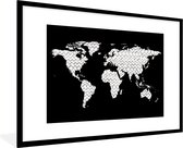 Fotolijst incl. Poster - Wereldkaart - Wit - Grijs - 120x80 cm - Posterlijst