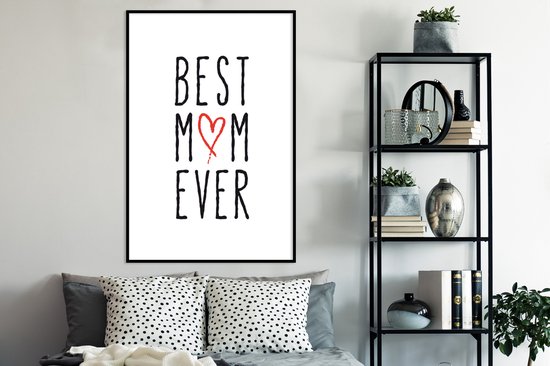 Photo encadrée - Citation de la fête des mères `` meilleure maman jamais '' sur fond blanc cadre photo 80x120 cm - Affiche encadrée (Décoration murale salon / chambre)