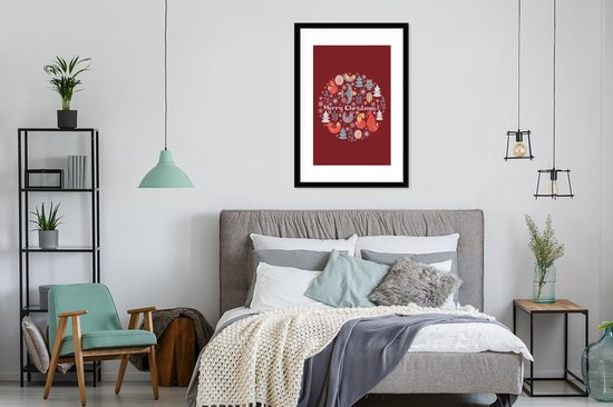 Illustration scandinave d'animaux et la citation Joyeux Noël 60x90 cm