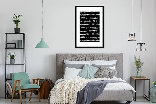 Motif de lignes horizontales à rayures verticales en noir et blanc 60x90 cm