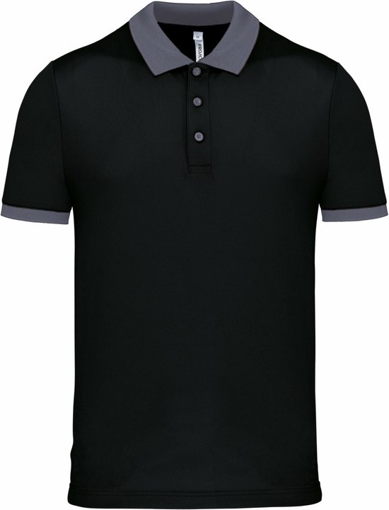 Proact Poloshirt Sport Pro premium quality - zwart/grijs - mesh polyester stof - voor heren XXL