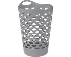 5Five Flexibele wasmand/opbergmand - rond - lichtgrijs - 60 liter - D41 x H66 cm